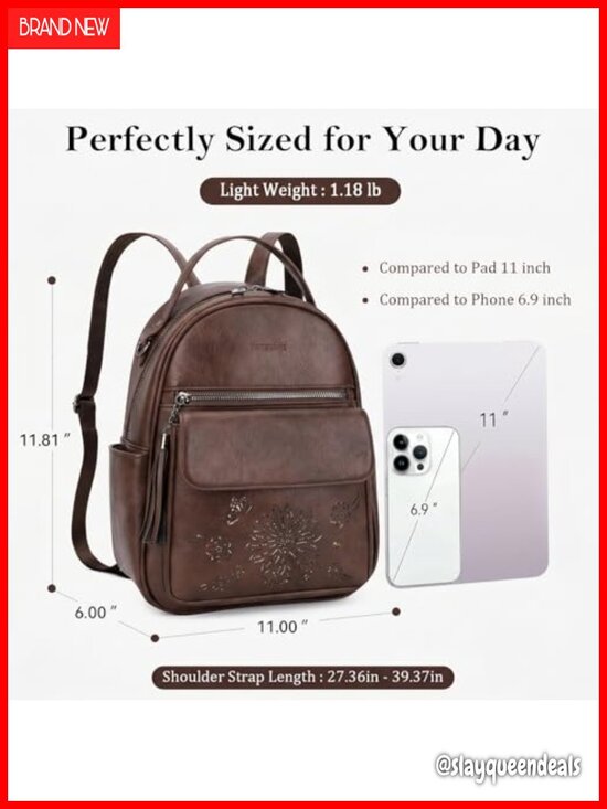Mini Backpack Purse for Women, Vegan Leather Lightweight Daypack with Multi